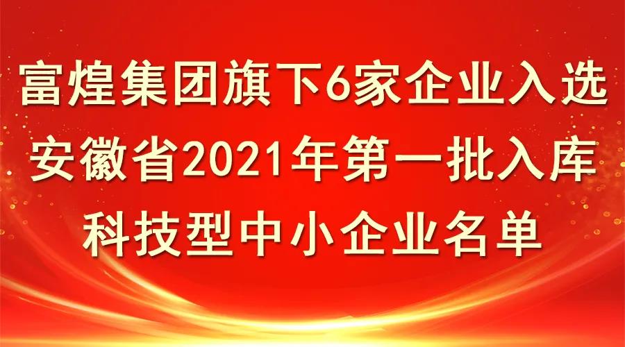 赞！富煌集团旗下6家企业入选安徽省2021年第一批入库科技型中小企业名单